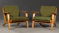 Hans J. Wegner, Zwei Lounge Armlehnsessel  Sessel Modell GE-290 in Eiche, für Getama 2