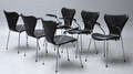 Arne Jacobsen. Seks armstole model 3207, sort Elegance anilin læder 6 