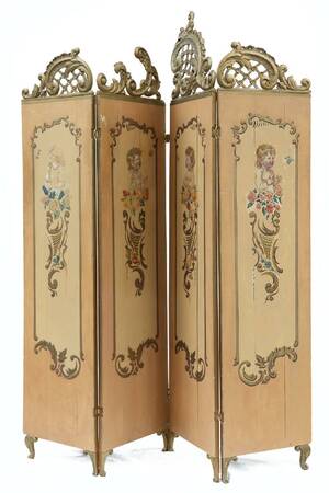 Vikskärm, 4 delar, Louis XV-stil, 1800-tal
