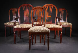 Fire stole og to armstole af mahogni, engelsk stil 6