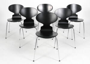 Arne Jacobsen, seks Myren spisestole 6 