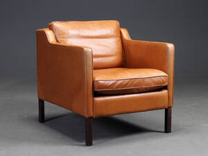 Stouby lænestol, model Eva. Cognacsfarvet læder. 