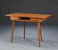 Snedkerfremstillet skrivebord, fineret teak 