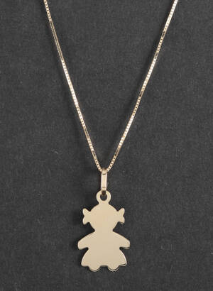 Necklace with girl motive pendant in 14k