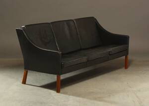 Børge Mogensen. Tre-pers. sofa, model 2209, sort læder 