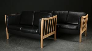 Sofasæt. To- og tre-personers sofa i læder og bøg 2