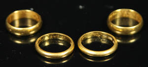 Ringar, 4 st, 23K guld, vikt ca 23 gr 4