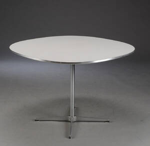 Arne Jacobsen  Piet Hein. Supercirkulært bord, hvid laminat
