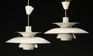 Poul Henningsen. Par PH5 pendler, hvid 2 
