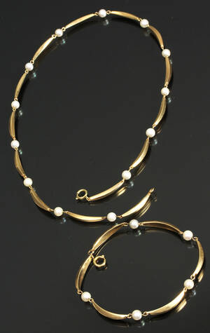 Halskæde og armbånd, 14 kt guld 2