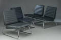 Fire loungestole med sort læder. 4 