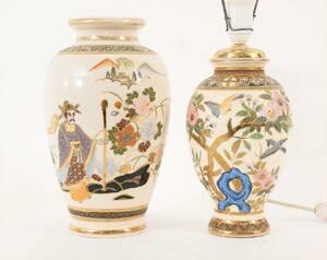 Porslin 2 delar, Japan, Satsuma, 1900-talets första hälft