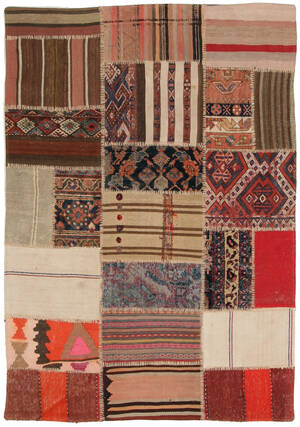 Handknuten persisk matta, patchwork 170 x 118 cm