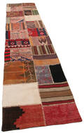 Handknuten persisk gallerimatta, patchwork 345 x 84 cm