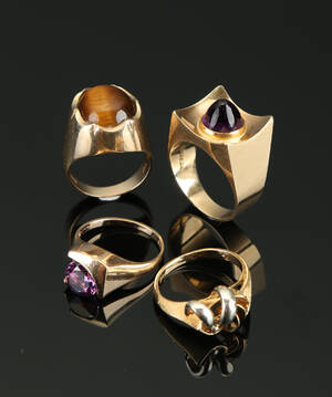Samling guldringe af 14 kt.