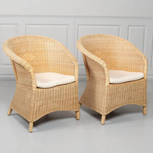 KARMFÅTÖLJER, 1 par, flätade