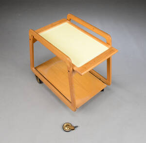 Serveringsvogn, bakkebord af egetræ 