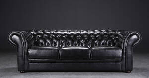 3-pers. Chesterfield sofa, sort  