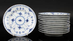 Royal Copenhagen. Musselmalet halvblonde. 12 tallerkener. 12