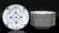 Royal Copenhagen. Musselmalet halvblonde. 12 tallerkener. 12