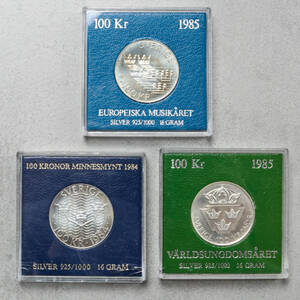 MYNT, 3 st, 100-kronorsmynt, silver 925
