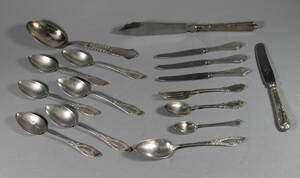 Samling nysilver, 16 delar, Danmark 16