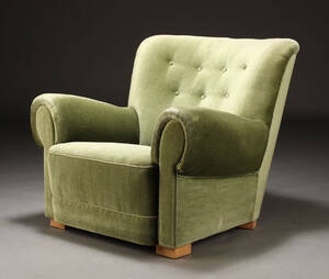 Dansk møbelproducent, lænestol, velour, 1940erne Denne vare er sat til omsalg under nyt varenummer 4059948