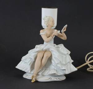 Bordslampa, porslin, Schaubach Kunst, Tyskland
