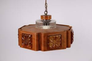 Taklampa, teak och glas, 1960-tal