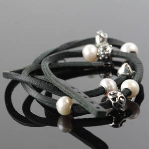 Troldekugler læder armbånd med charms