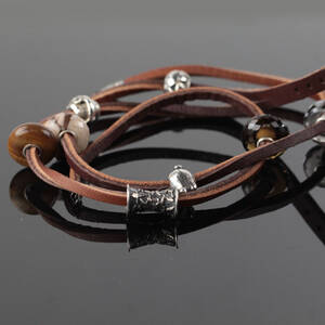 Troldekugler læder armbånd med charms