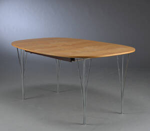 Piet Hein  Bruno Mathsson. Super Ellipse spisebord med udtræk 3