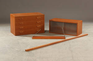 Lille væghængt reolsystem af teak, 1950-1960rne, dansk møbelproducent 5 