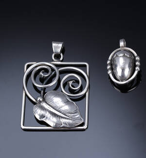 Georg Jensen m.fl. To vedhæng af sølv, den ene udført som agern 2