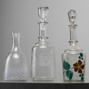 KARAFFER, 3 st, glas, 1800-tal