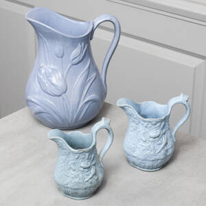 KANNA, 1860-tal Rörstrand, samt 2 st gräddkannor