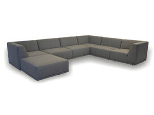 COUZ 151. Modulsofa bestående af 7 moduler, betrukket med slidstærkt SOHO stof i Light grey. Designet af COUZ DESIGN TEAM