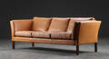 Tre-pers, sofa, læder, dansk møbelproducent