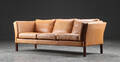 Tre-pers, sofa, læder, dansk møbelproducent