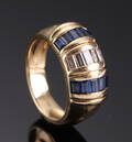 Safir og diamantring af 18 kt guld