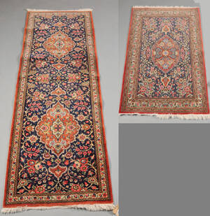 To orientalske tæpper samt løber, 120x79 og 195x130 cm. 2