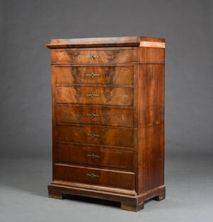 Chiffoniere af mahogni, slut. 1800-tallet