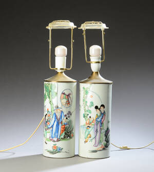 To kinesiske bordlamper af porcelæn 2