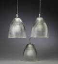 Tre pendler af kanneleret glas 3