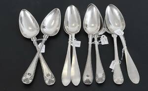 Matskedar 8st, silver, 1800-tal