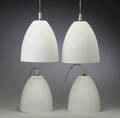 Fire pendler af hvidt kanneleret glas 4