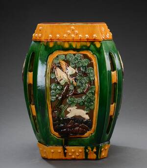 Kinesisk taburet af glaseret lertøj, 19002000