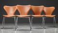 Arne Jacobsen. Fire Syveren stole, model 3107, nybetrukkede 4