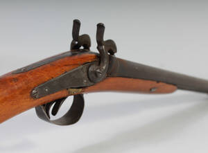 Slaglåsgevär dubbelpipigt, kort modell, 1800-talets mitt.
