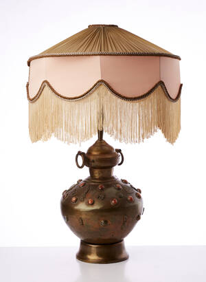 Bordslampa Indien koppar och stenar